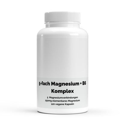 Complejo de magnesio 5x + B6 - 120 cápsulas veganas